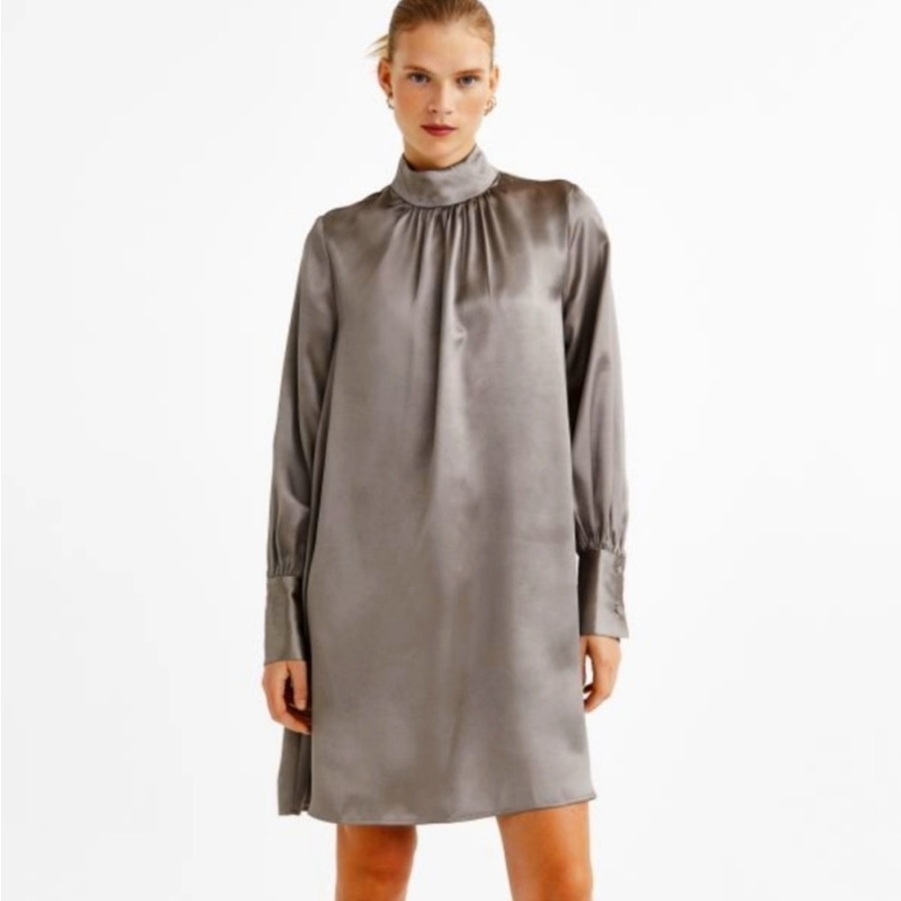 NWT,H&M Silver Satin Dress,Exquisite Design,Dress Up or Down,Out Of Stock Online